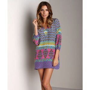 Tolani silk Nisha Tunic Dress Denim